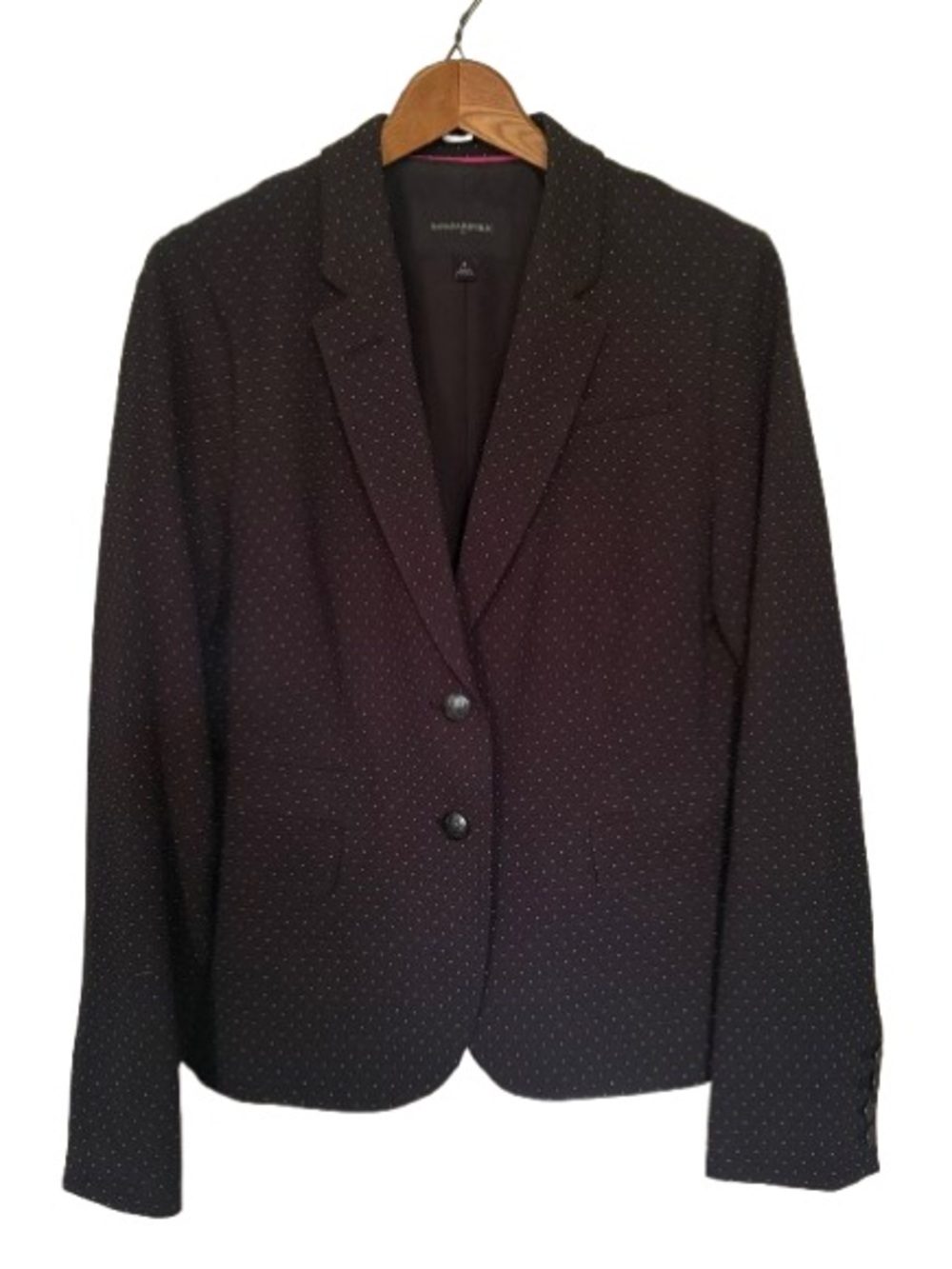 Banana Republic Women’s Black Microdot Blazer Size 8 Two-Button Classic Chic EUC